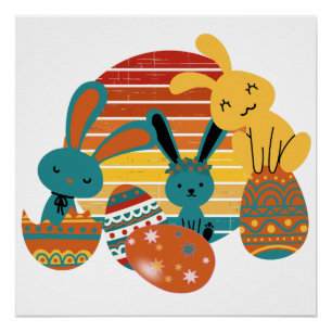 Pôster Coelhinho Feliz, Ovo de Páscoa, Poster