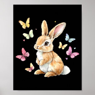Poster Coelhinho fofo da Páscoa borboleta Coelho Páscoa f
