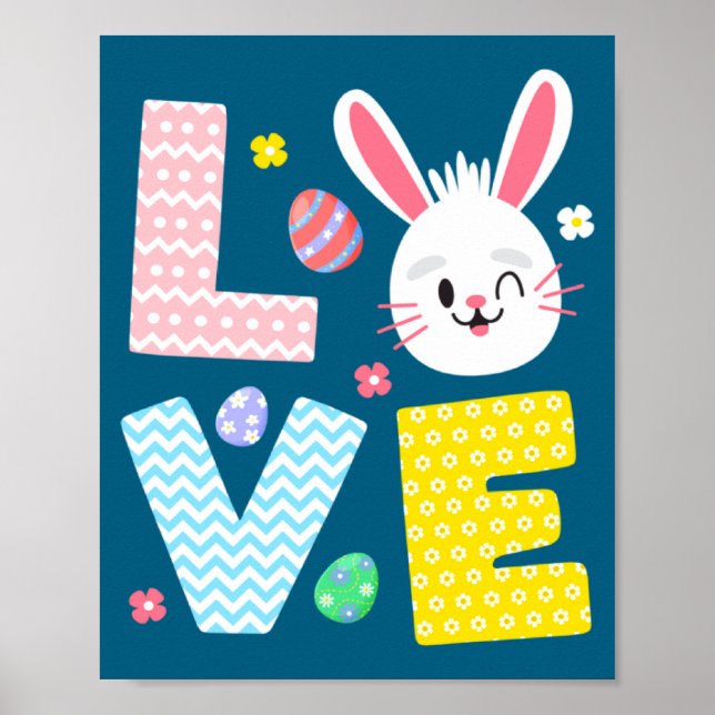 Poster Coelhinho Fofo Dia de Páscoa Feminino (Frente)