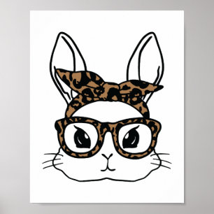 Poster Coelhinho Rosto Leopardo Óculos de Páscoa Meninas