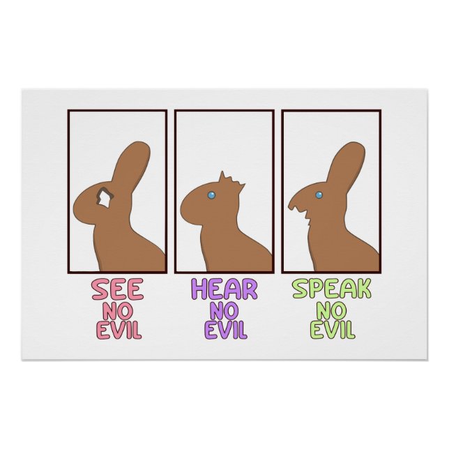 Pôster Coelhinhos de chocolate com Páscoa engraçada (Frente)