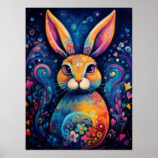 Poster Coelhinhos e corações Azuis