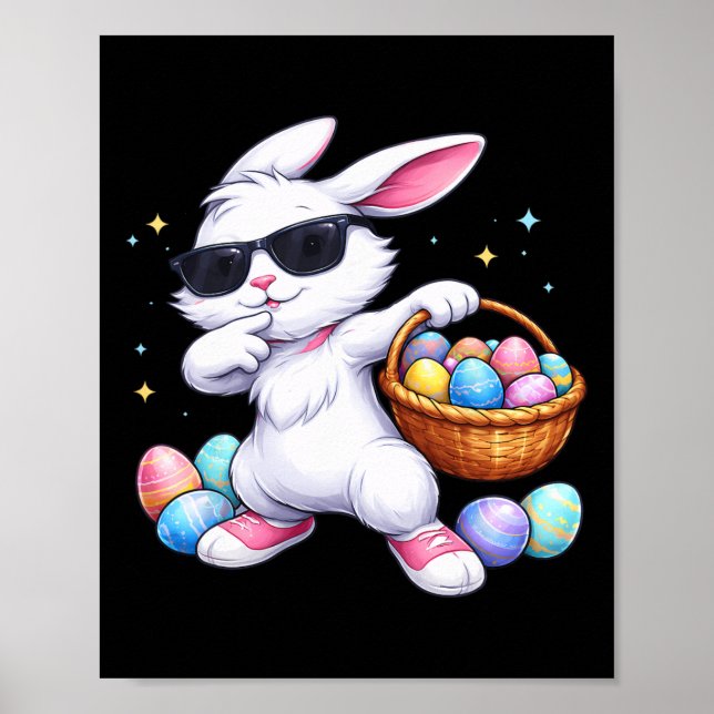 Poster Coelhinhos Felizes das Crianças Dabbing Páscoa Men (Frente)