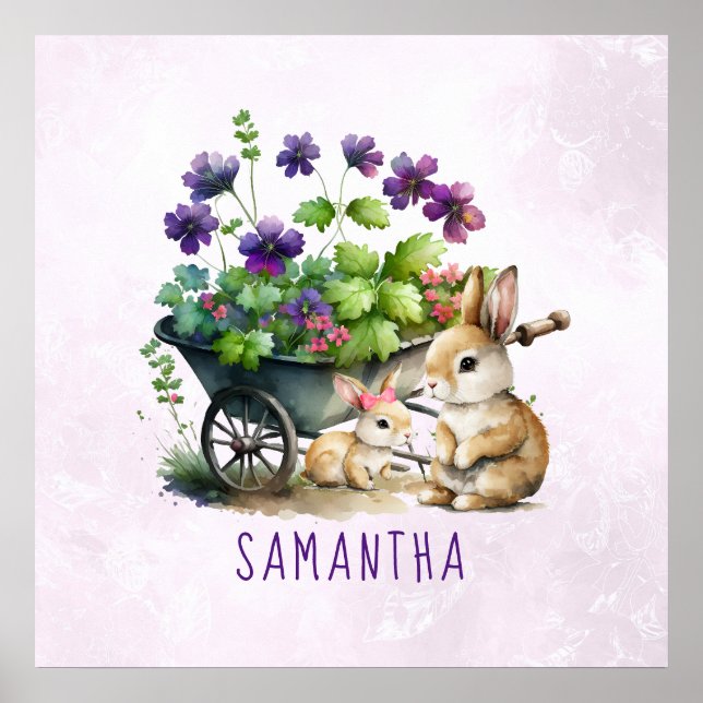 Poster Coelhinhos Fofos Personalizados Menina Páscoa (Frente)