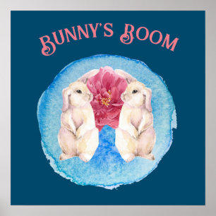 Poster Coelhinhos Personalizáveis da Sala de Bunny com Pe