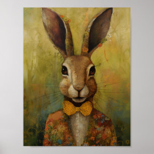 Poster Coelho Adorável num Fato Floral