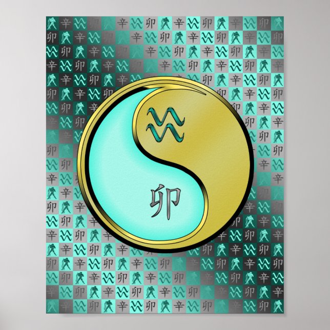 Poster Coelho Aquário e Metálico (Frente)