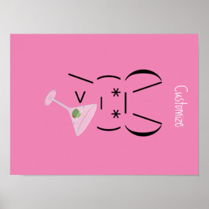 Poster Coelho Ascii fofo segurando martini Thunder_Cove