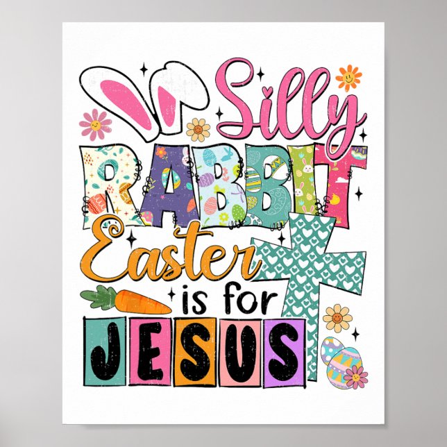 Poster Coelho Bobo Páscoa Bunny Fofo Fé Cristã Feliz (Frente)