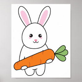 Poster coelho bonito com cenoura
