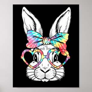 Poster Coelho Bonito Rosto Cara Tie Dye Gles Garota Feliz