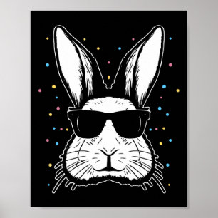 Poster Coelho Bonito Rosto Cara Tie Dye Gles Garota Feliz
