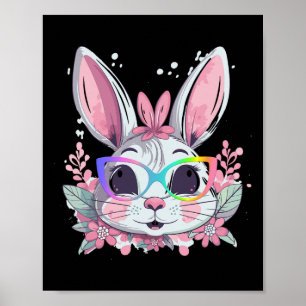 Poster Coelho Bonito Rosto Cara Tie Dye Gles Garota Feliz
