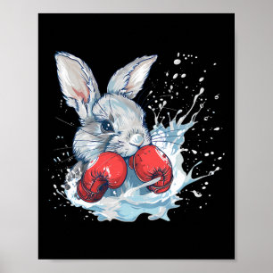 Poster Coelho Boxeador Com Luvas de Boxe Kickboxing Engra