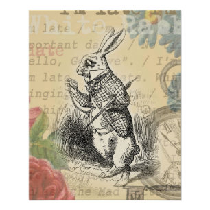 Pôster Coelho Branco Aventuras de Alice no País das Marav