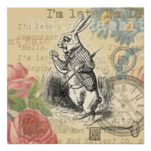 Pôster Coelho Branco Aventuras de Alice no País das Marav