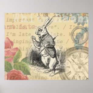 Pôster Coelho Branco Aventuras de Alice no País das Marav