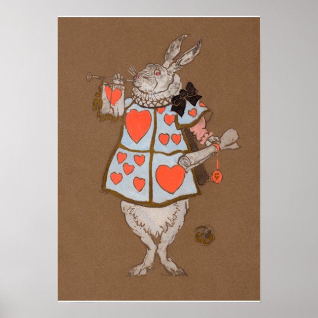 Poster Coelho Branco com Design de Fantasia de Arauto (Frente)