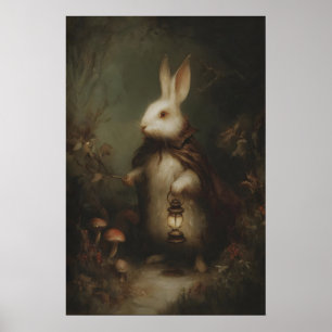 Poster Coelho Branco em Colete Com Relógio de Bolso, Góti