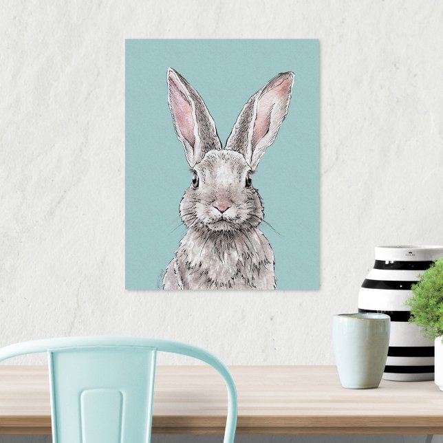 Poster Coelho Bunny Animal arte Aquarela Fofo Primavera (Criador carregado)