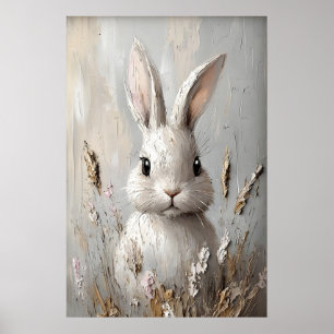 Poster Coelho Bunny Flor Boho Retrato Impressão, Páscoa