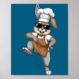 Poster Coelho Chef Engraçado Coelho Padeiro Legal Desenho