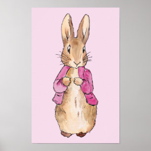 Poster Coelho Clássico Bunny com jaqueta rosa Arte para B