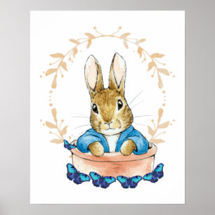 Poster Coelho clássico sentado em vaso de planta