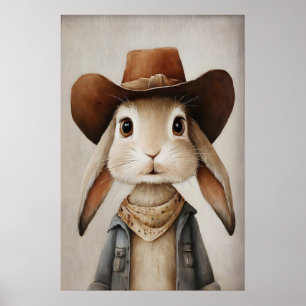 Poster Coelho com Chapéu de Cowboy, Arte de Parede de Coe
