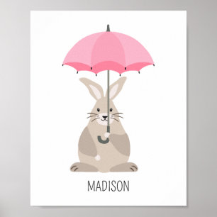 Poster Coelho com o nome personalizado de guarda-chuva, b