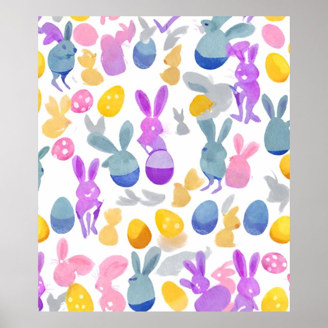 Poster coelho com ovos de Páscoa (Frente)
