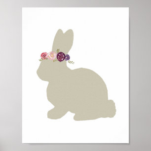 Poster Coelho com Pintura de Animal de Peça de Cabeça de 