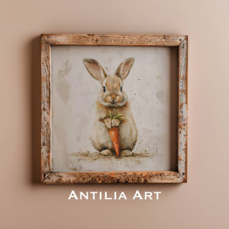 Poster Coelho com Pintura de Cenoura Arte Caprichosa de C