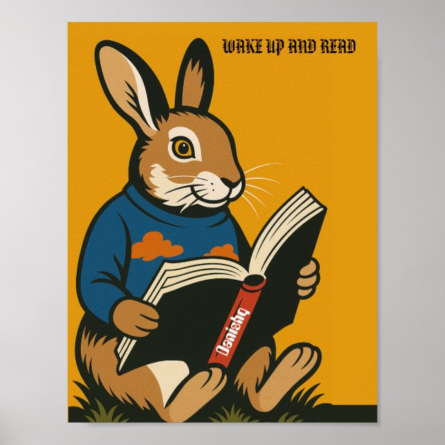 Poster Coelho Com Um Livro — Acorde e Leia! (Frente)