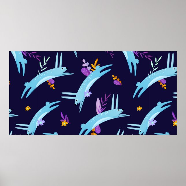 Poster Coelho com um padrão perfeito no estilo de desenho (Frente)