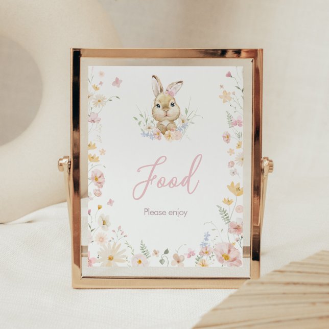 Poster Coelho Comida de Chá de fraldas (Somebunny Rabbit Baby Shower Food Sign)