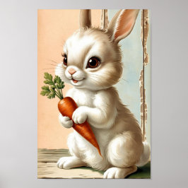 Poster Coelho da Páscoa & Arte de Cenoura Neutros