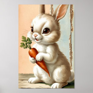 Poster Coelho da Páscoa & Arte de Cenoura Neutros