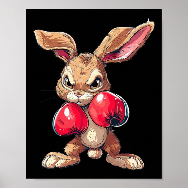Poster Coelho da Páscoa Boxer Boxe Kickboxing Artes Marci (Frente)