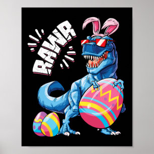 Poster Coelho da Páscoa Dinossauro T Rex Ovos Meninos Cri