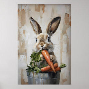 Poster Coelho da Páscoa em Balde de Cenouras Impressão, P