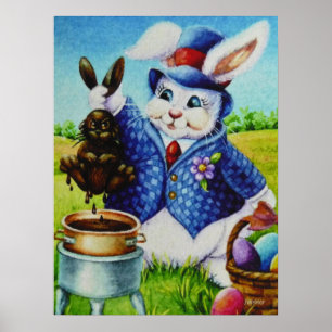 Poster Coelho da Páscoa em Chocolate Art 18x24