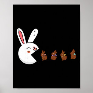 Poster Coelho da Páscoa Engraçado Comendo Chocolate Gamer