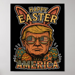Poster Coelho da Páscoa Feliz Trump Caça aos Ovos Primave