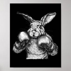 Poster Coelho de Boxe Luvas de Boxe Kickboxing Boxeador E