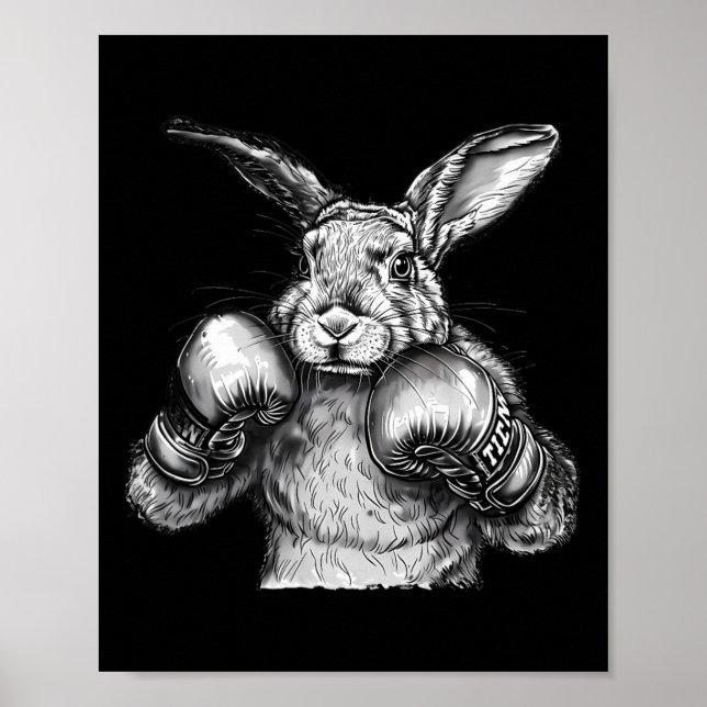 Poster Coelho de Boxe Luvas de Boxe Kickboxing Boxeador E (Frente)