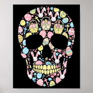 Poster Coelho de Caveira Ovo de Páscoa Dia de Páscoa Mulh