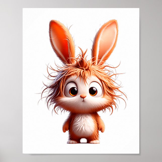 Poster Coelho de desenho animado fofo com expressão engra (Frente)