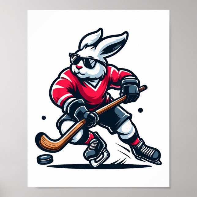 Poster Coelho de hóquei no gelo Bunny Dia de Páscoa (Frente)