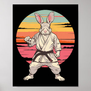 Poster Coelho de Judô Natureza Kickboxing Taekwondo Arte 